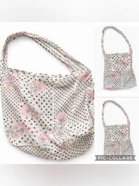 Free People Floral Cotton Tote Bag Lot of 3 Boho Pink Reusable Bags gift bag